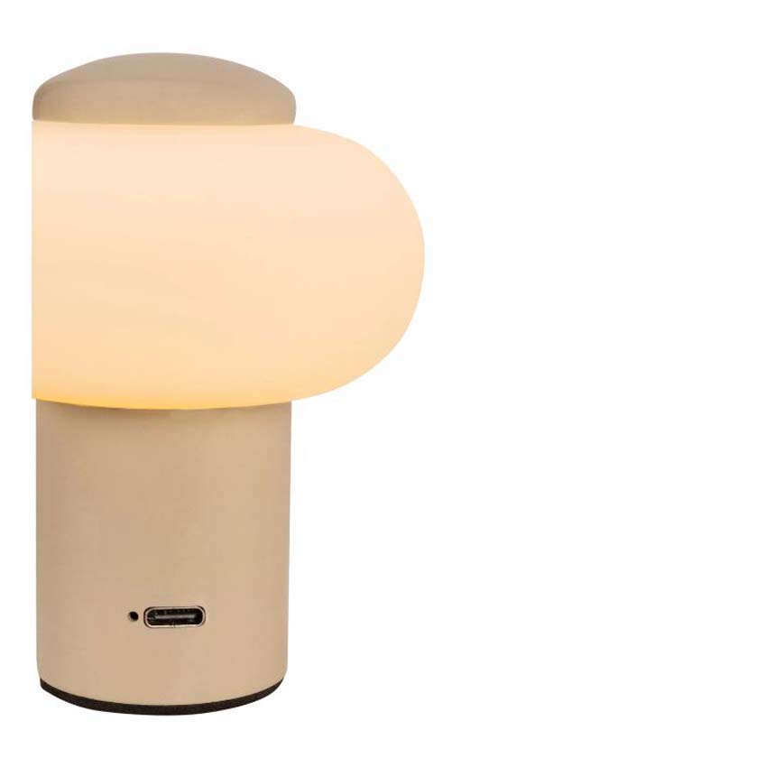 Lucide Essential Gustav - Lampe de table rechargeable - Batterie/Pile - Ø8cm - LED dimmable - 1x0,8W 2700K - Beige