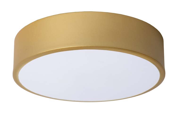 Lucide UNAR - Plafonnier - Ø 20 cm - LED Dim. - 1x12W 2700K - 3 StepDim - Or Mat / Laiton