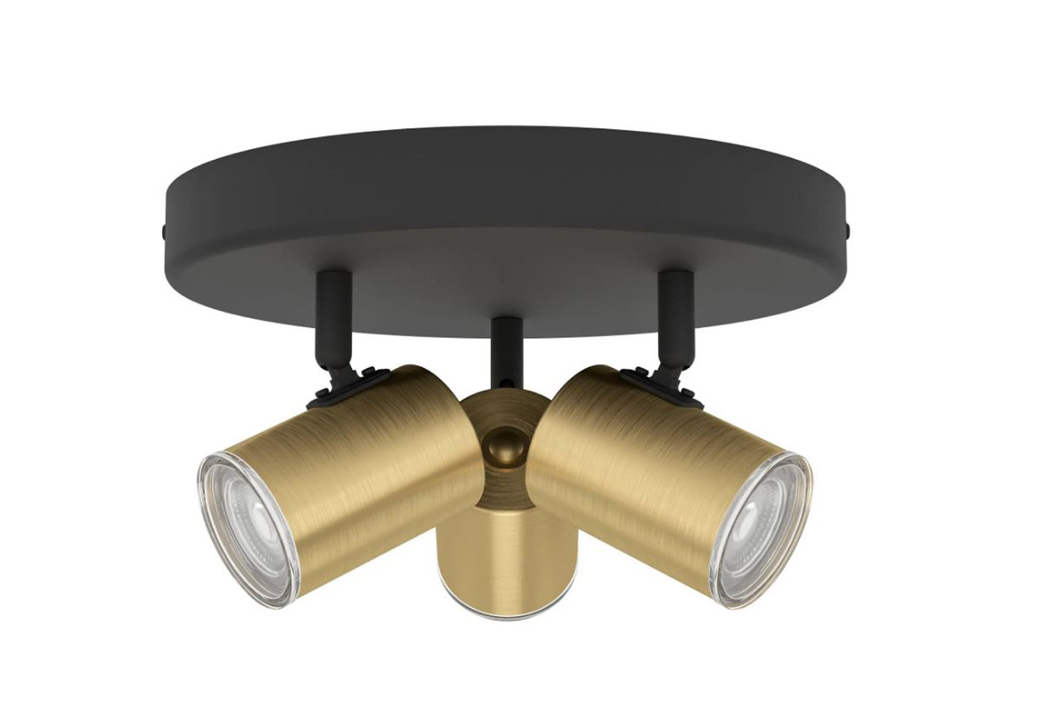 Spot en saillie - laiton brossé/noir - Ø25xH13cm - 3xGU10 max. 5W - IP44 - ampoules non incluses
