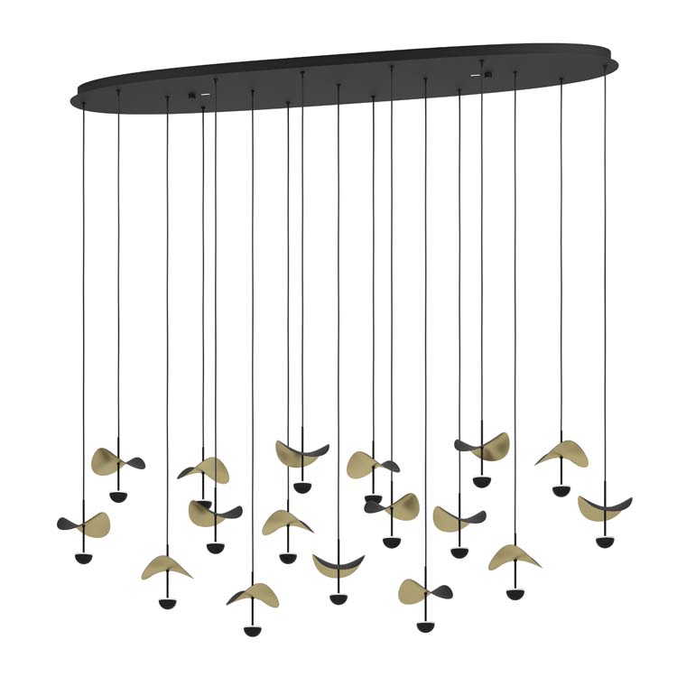 Hanglamp zwart-goud 17 leds 155 cm 3000K dimbaar
