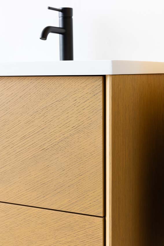 Meuble de salle de bains Waldorf chêne suspendu avec lavabo double en solid surface 120cm