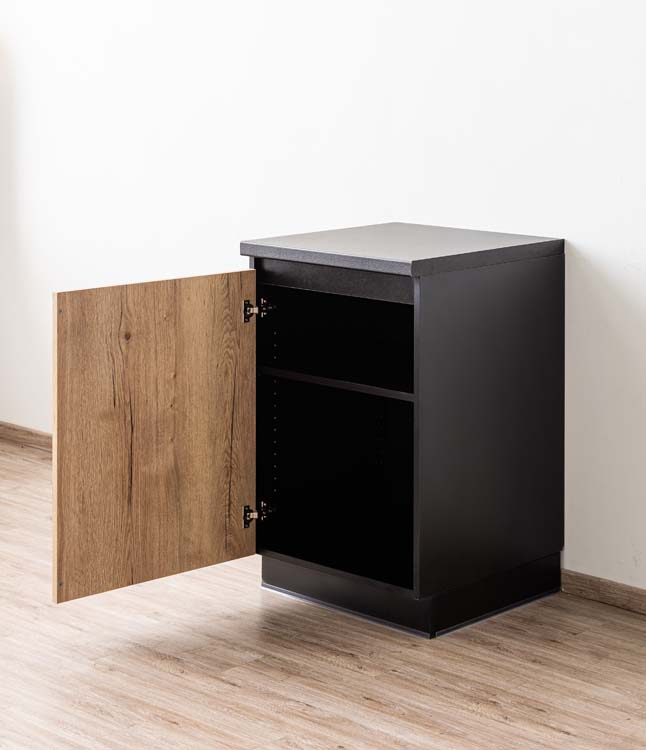 Armoire de cuisine Plenti meuble bas, noir/aspect bois, 60x78cm