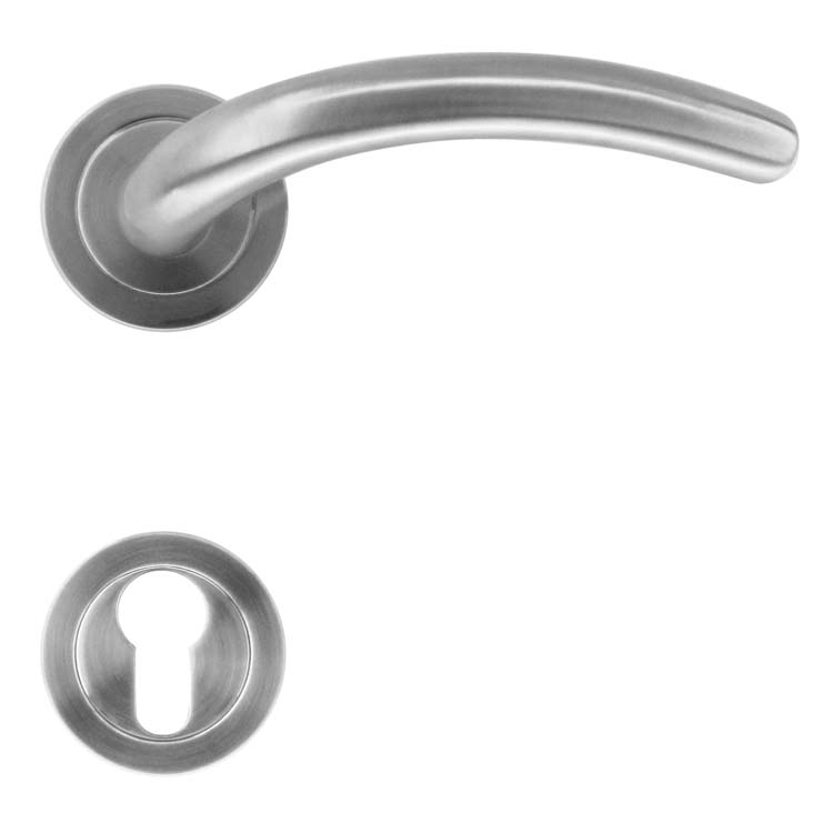 Poignée de porte pro matera look inox rosace cylindre