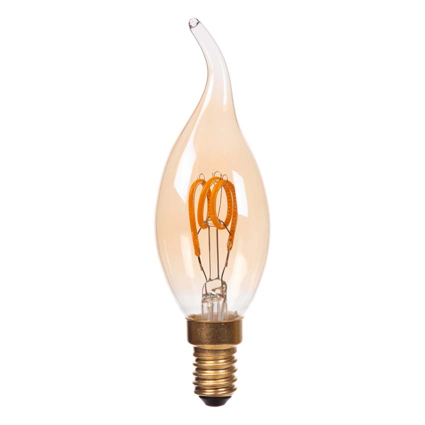 Lucide A60 - Ampoule filament - Ø6cm - LED 3 niveaux dimmable (Mémoire) - E27 - 1x4,9W 2200K - Ambré
