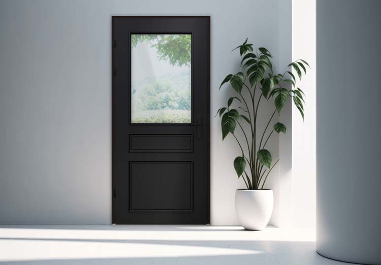 Porte extérieure meranti Taag demi-vitrée noir G SUR MESURE