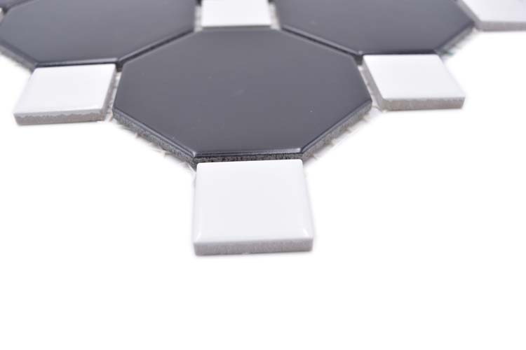 Mozaïek Octagon zwart/wit mat 30x30cm