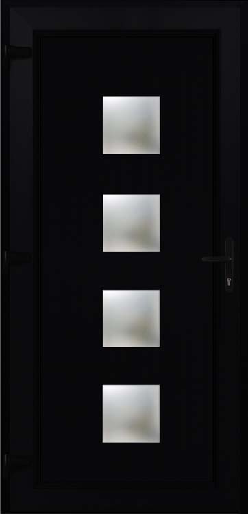 Porte extérieure pvc noire/noire 4 vitres sans bord G SUR MESURE
