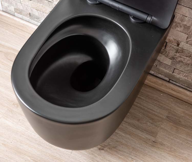 Hangtoilet Gomez rimless tornado flush mat zwart inclusief WC-bril