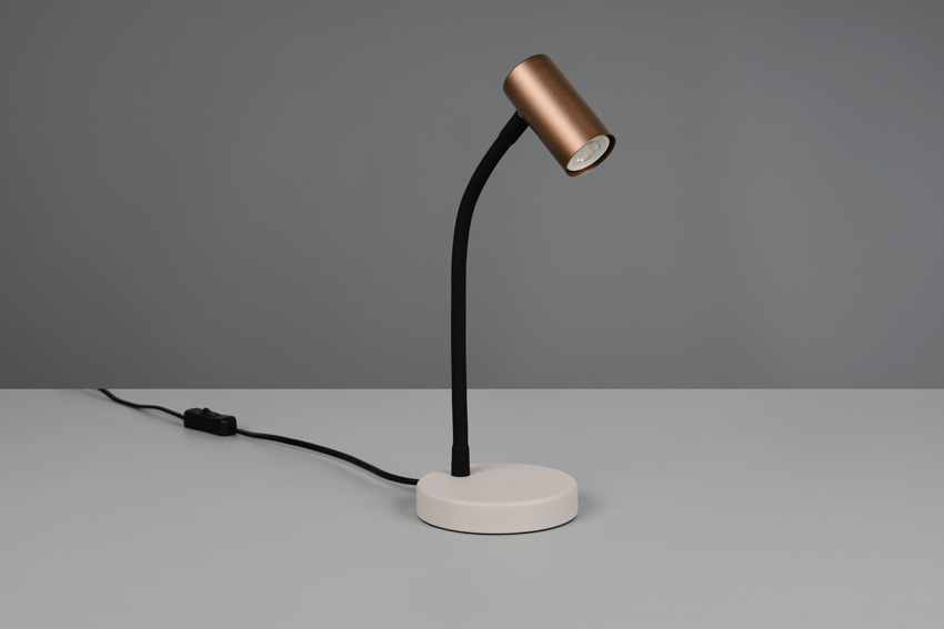 Lampe de table - beige/café - 15x13x38cm - dimmable - GU10 MR11 - 1x5W