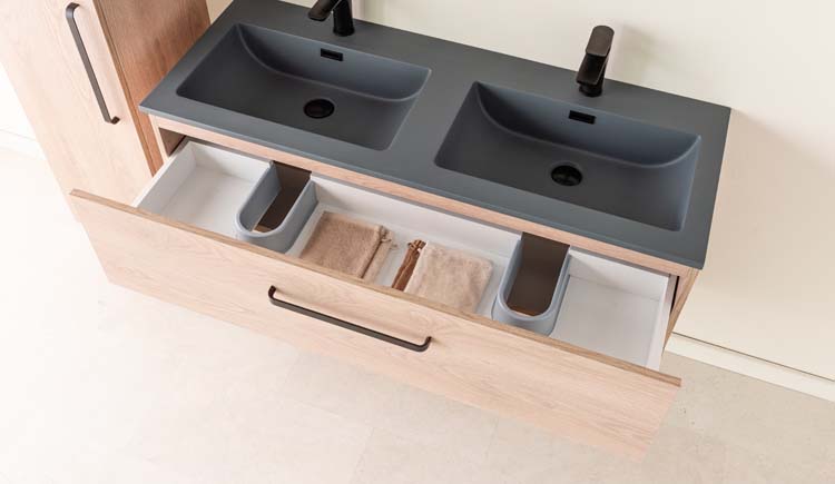 Badmeubel Bison eik 1200 mm wastafel cement