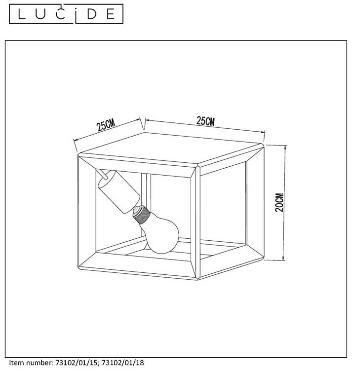 Lucide THOR - Plafonnier - E27 - Fer gris