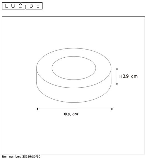 Plafondlamp - zwart - rond - dimbaar - Ø30cm - LED - 30W - IP44