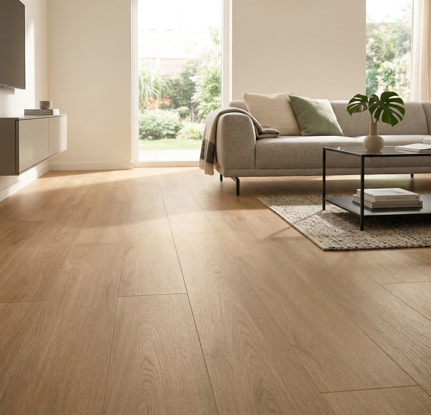 Sol vinyle Carini lame chêne brun 4,5mm 122x22,8cm avec sous-couche