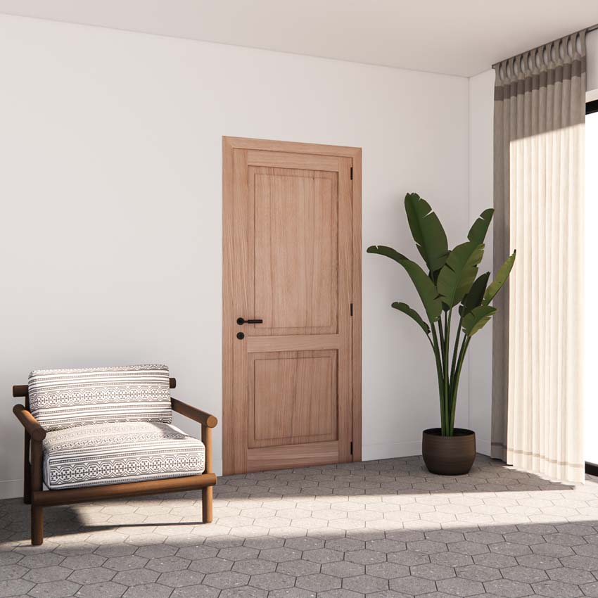 Porte intérieure complète Chambord placage chêne 201,5x73cm bois massif réversible + châssis 16,5cm