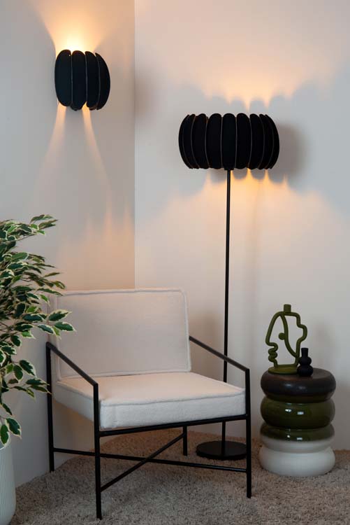 Lucide SPENCER - Vloerlamp - Ø 40 cm - 1xE27 - Zwart