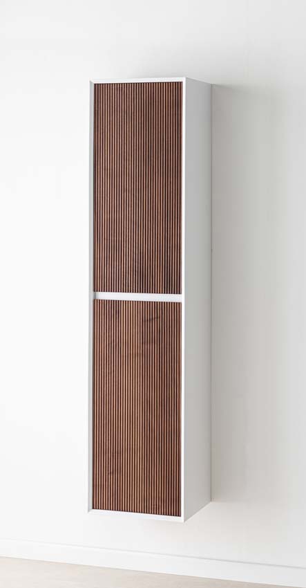 Armoire colonne Falk mat blanc/noyer suspendue 170x40x35cm