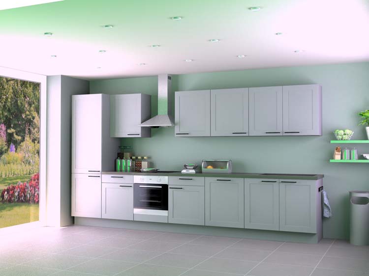 Keuken Premium 8a grijs 400cm - voorgemonteerd - zonder toestellen