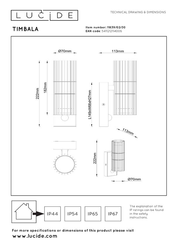 Lucide Essential Timbala - Wandspot / wandlamp binnen/buiten - 2xGU10 - IP44 - Beweging & dag/nacht sensor - Zwart
