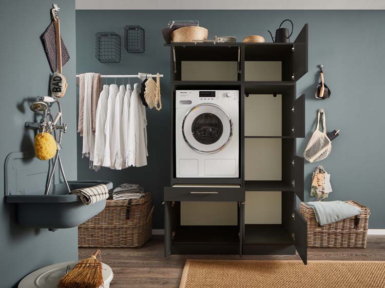 Wasmachine kast Decowash set 7 antraciet 117,5x67,5x200cm