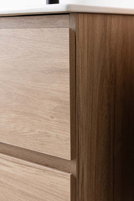 Badkamermeubel Bianca eiklook 800 mm wastafel glanzend wit Badkamermeubel Bianca eiklook 800 mm wastafel glanzend wit