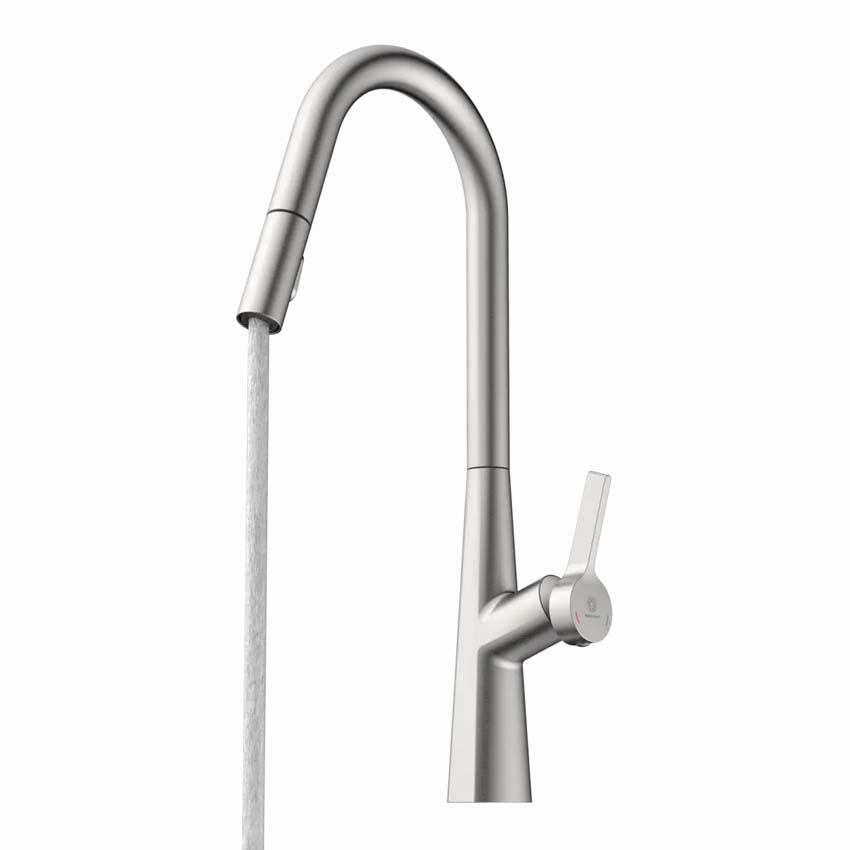 Robinet de cuisine Wasserwerk WK 9 Curve aspect inox avec bec extractible