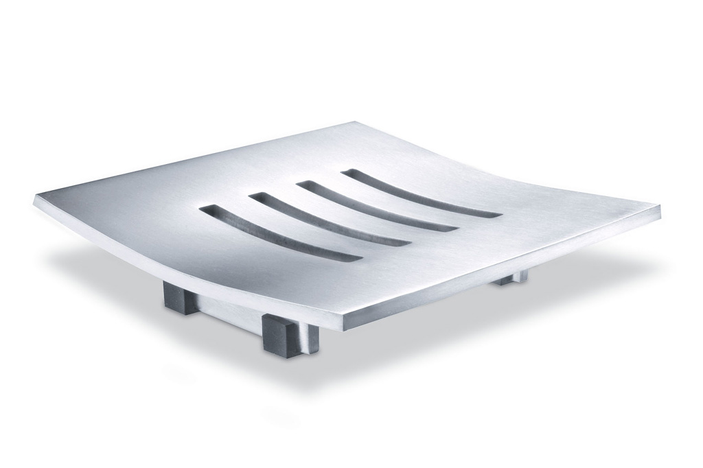 Porte-savon Zack Abacco en acier inoxydable argenté 12,5x12,5cm