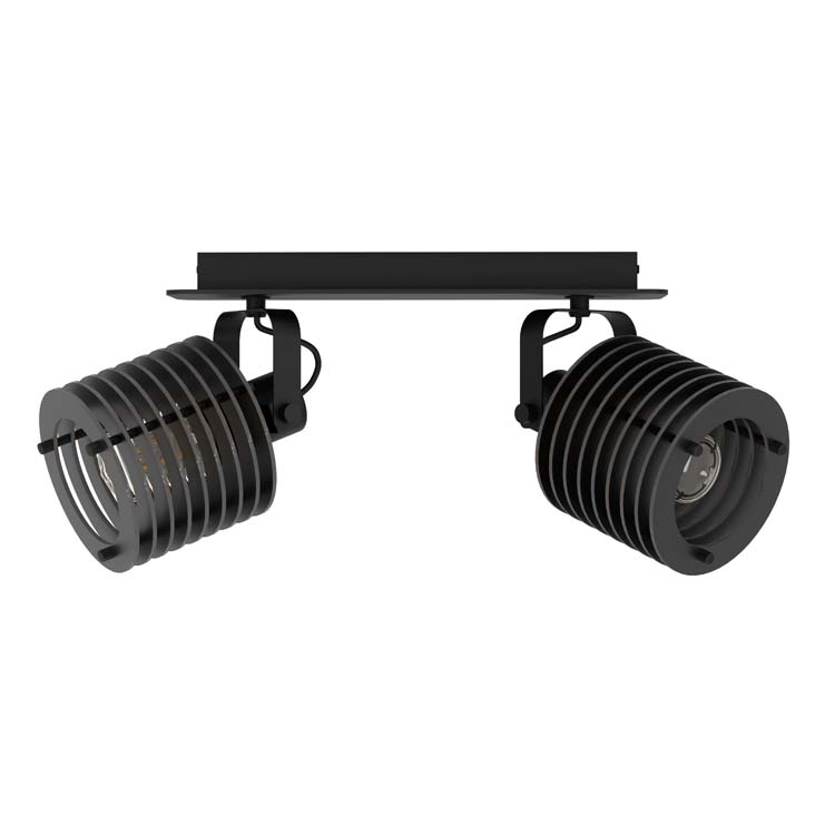 Plafondlamp 2 spots Sego 2xE27 zwart/hout