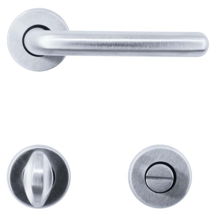 Poignée de porte pro parma chrome brossé avec serrure toilette