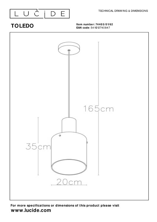 Hanglamp - amber - Ø20cm - E27 - 40W