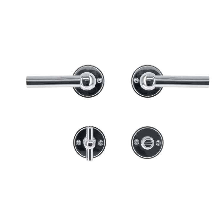 Poignée de porte grado 2x lucera nickelé avec serrure toilette