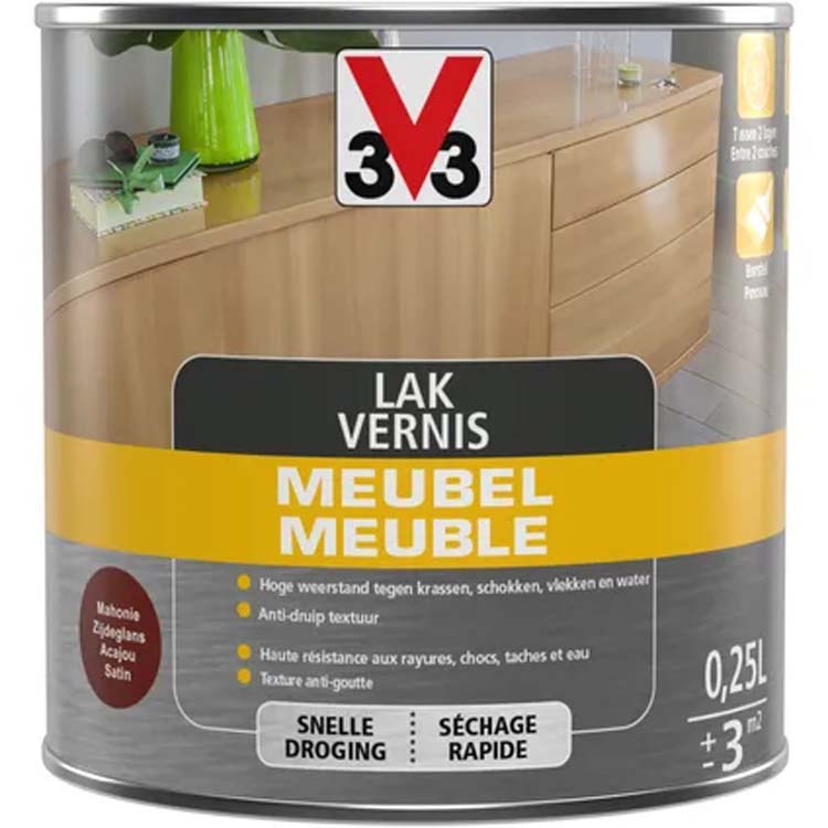 V33 meubelvernis Deco mahonie zijdeglans 0,25L