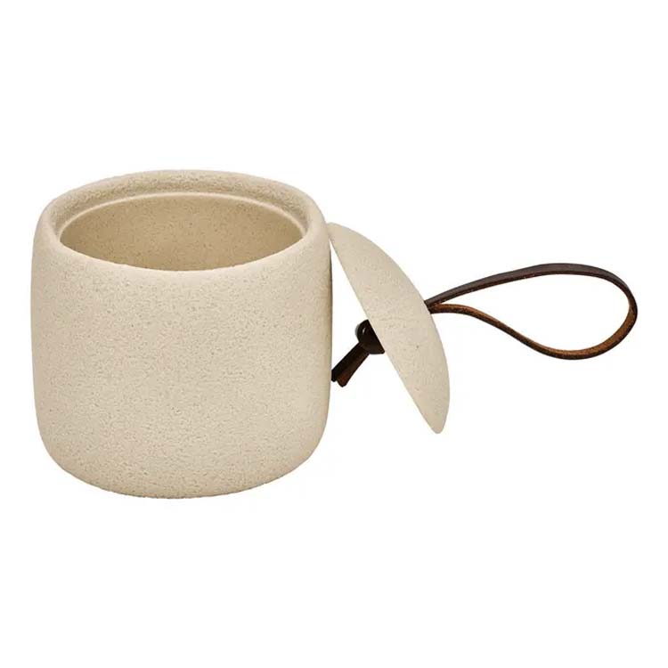 Support pour disques de coton Owen polyrésine beige 10x9,4x10cm