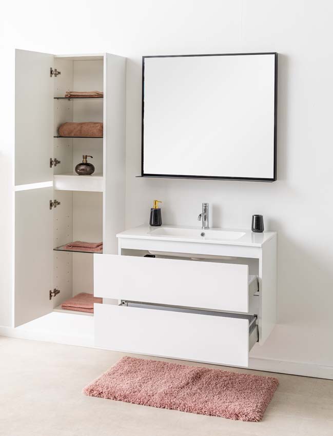 Meuble de salle de bain Tibo wit 900 mm lavabo blanc brilliant