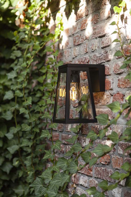 Eclairage extérieur lampe murale noir solar E27 2700K 200 lumen