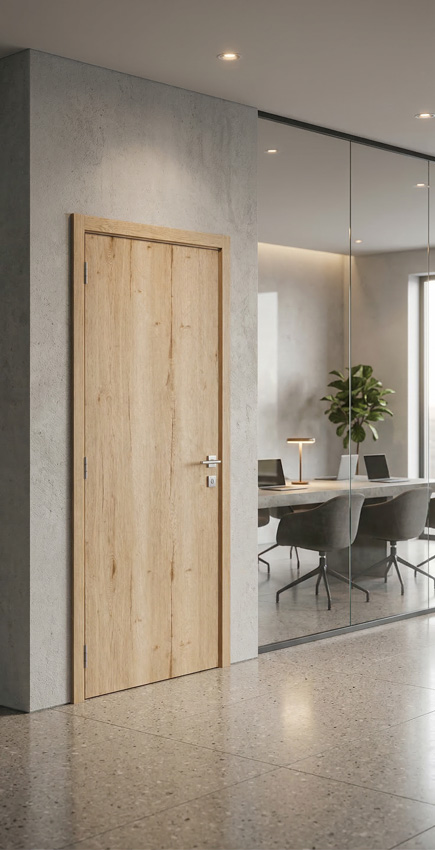 Porte intérieure complète Nature Wood chêne 201,5x78cm tubulaire vertical réversible + châssis 16,5cm