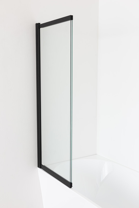 Pare-baignoire Unna verre/noir mat extensible 100x145cm