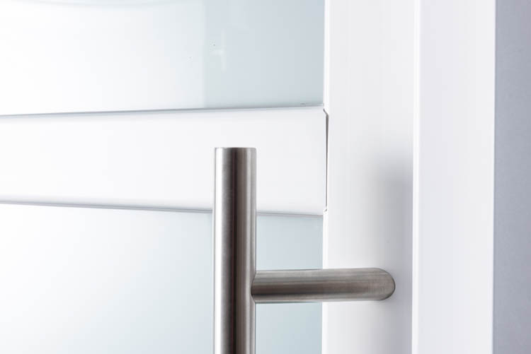 Porte extérieure 3 parties PVC verre mat blanc 980x2180mm ouvrant à droite