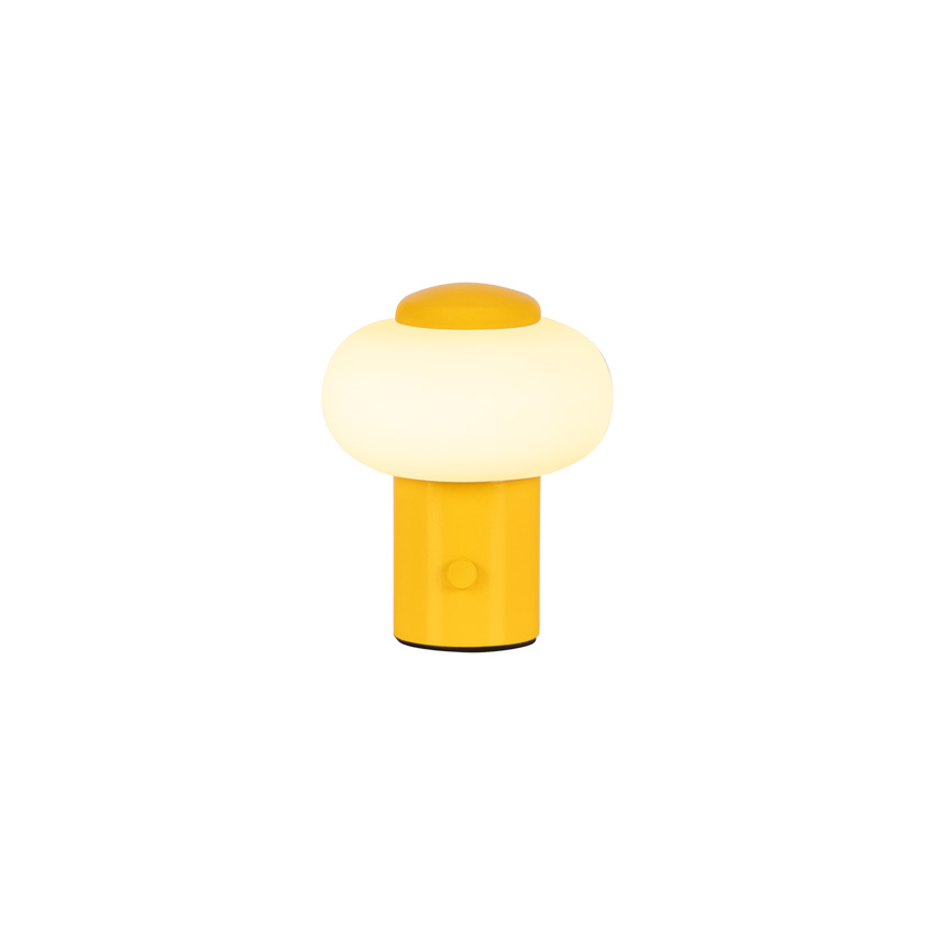Lampe de table rechargeable pour l'intérieur et l'extérieur - Batterie rechargeable - Ø7,7cm - LED dimmable - 1x1,2W 2600K/3000K - IP44 - Jaune ocre