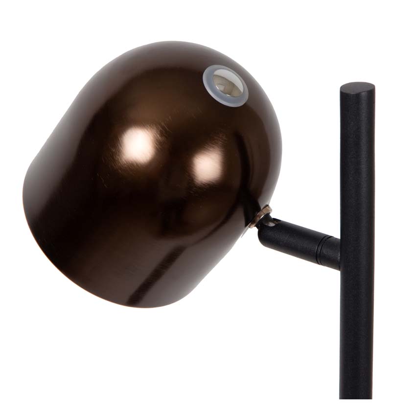 Lucide SKANSKA RECH - Oplaadbare Vloerlamp Binnen/Buiten - Accu/Batterij - Ø 23 cm - LED Dimb. - CCT - 1x3W 3000K/6000K - IP44 - Koffie