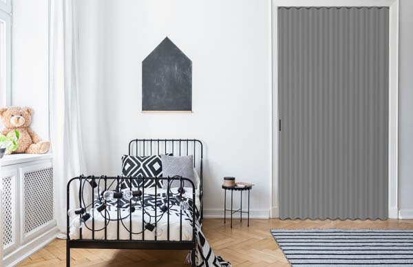 Vouwdeur grijs kunstleder op maat