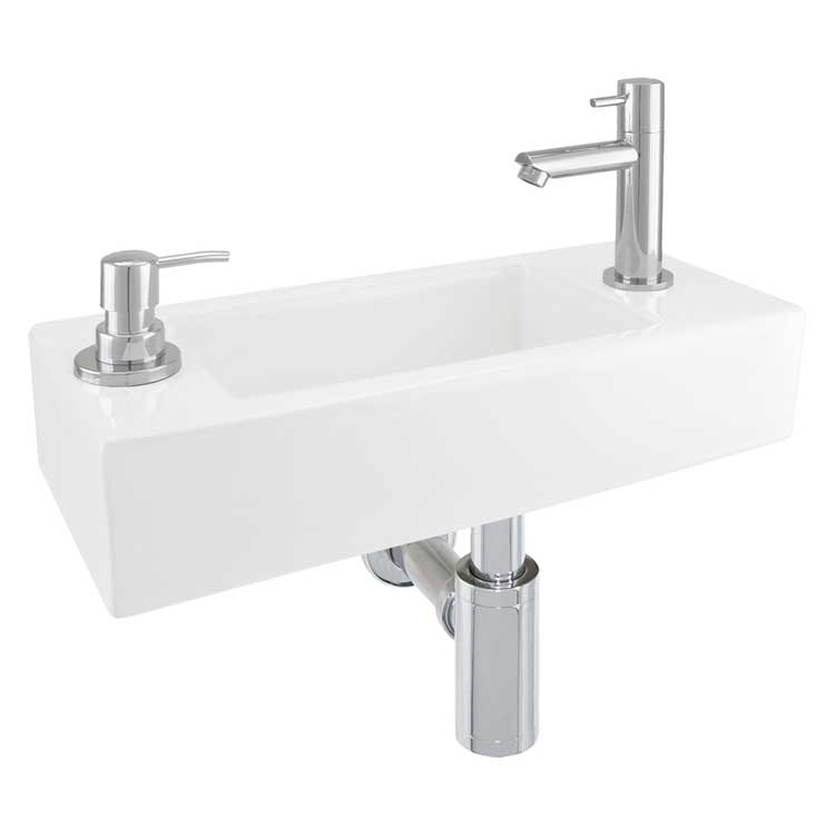 Set de lave-mains Sari 44x18x9cm avec distributeur de savon blanc