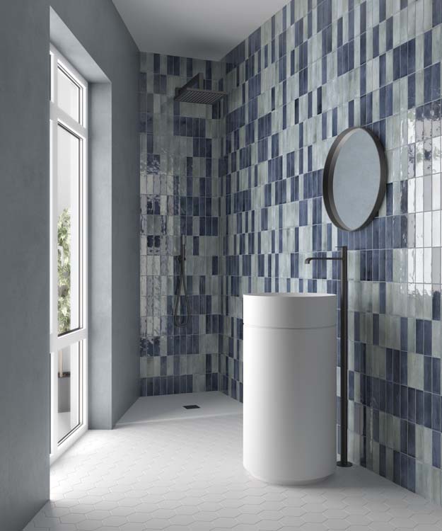 Carrelage mural Nono amber grey brillant 5x15cm