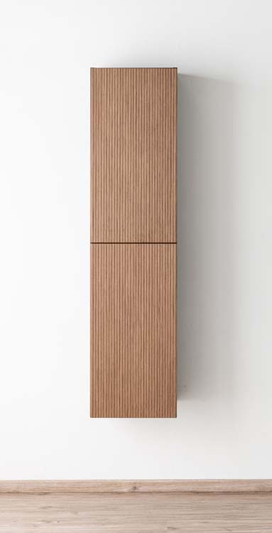 Kolomkast Dorian mat zwart/notelaar hangend 160x40x32cm