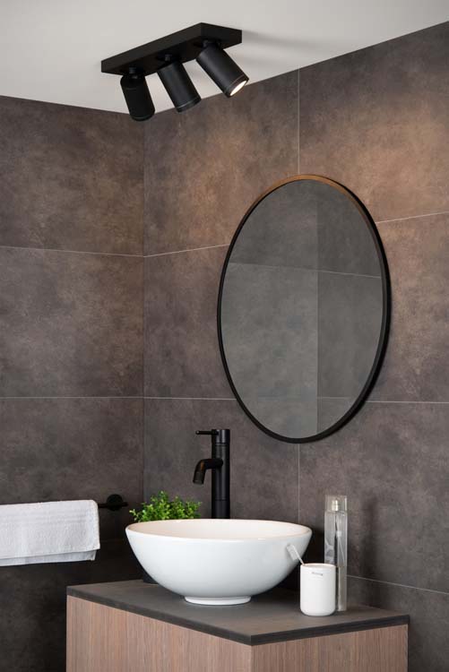 Plafondlamp - zwart - 3xGU10 - 5W - IP44