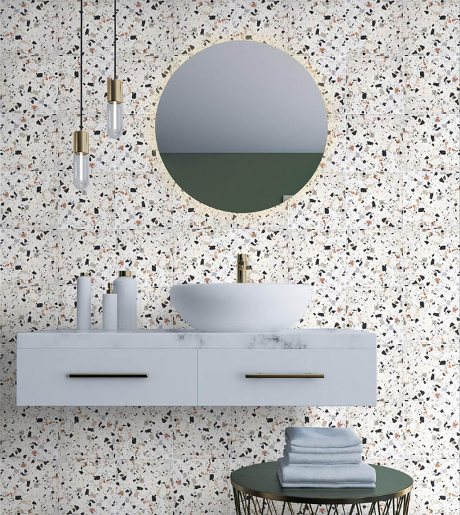 Vloer- en wandtegel Bianco terrazzo 20x20cm