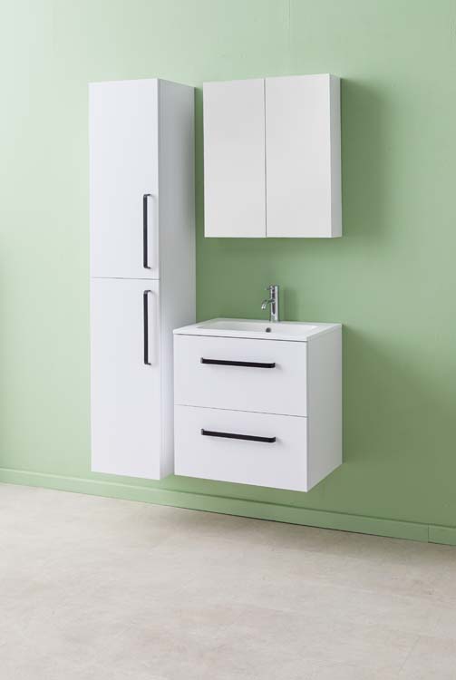 Meuble de salle de bain Bison laqué blanc mat 600 mm lavabo mat