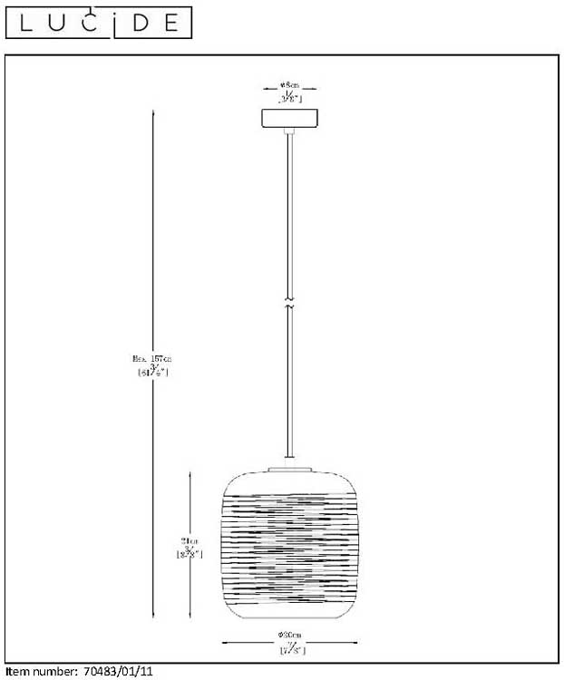 Lucide ERYN - Hanglamp - Ø 20 cm - E27 - Chroom