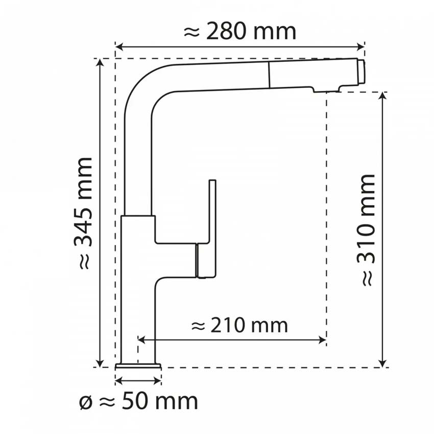 Robinet de cuisine Wasserwerk WK 11 graphite mat avec bec extractible