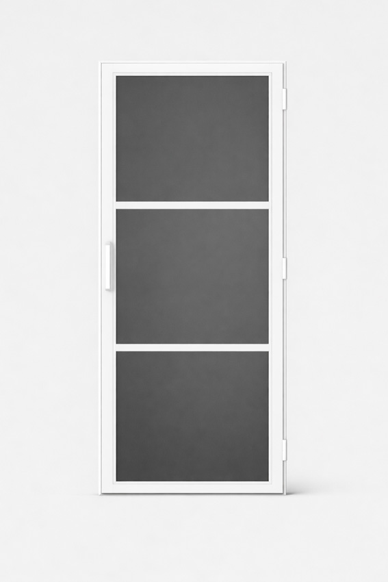 Bloc-porte steel look bois blanc 3R L201,5xl73cm verre gris fumé réversible