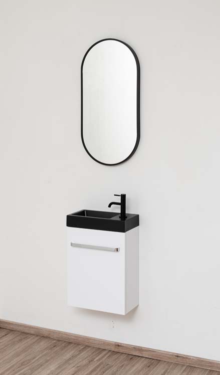 Meuble de toilette Brian blanc lavabo noir mat 50x40x22cm